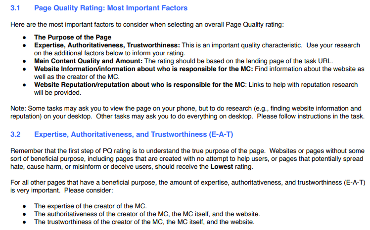 EAT in Google's search evaluator guidelines